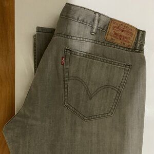 Levis 514 Jeans Men Size 38X30 Gray Denim Slim Straight Leg Cotton Red Tab
